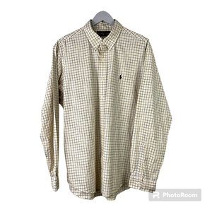 RALPH LAUREN shirt Yellow Check Long Sleeve Button Down Plaid Men's Size XL